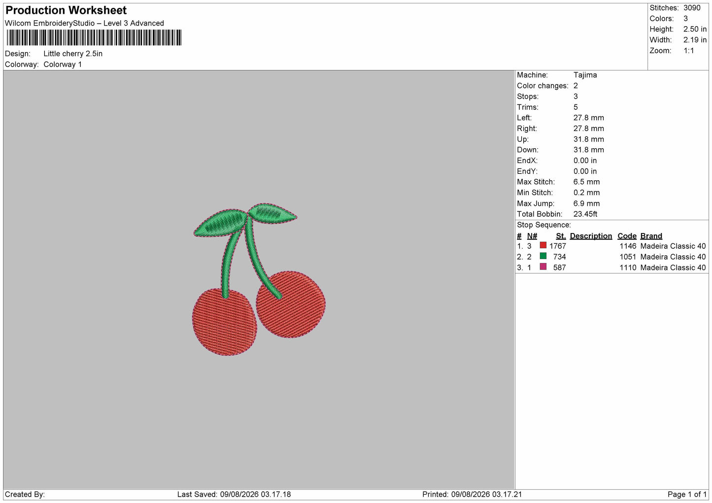 Small Cherry Embroidery Machine Design File 6 sizes