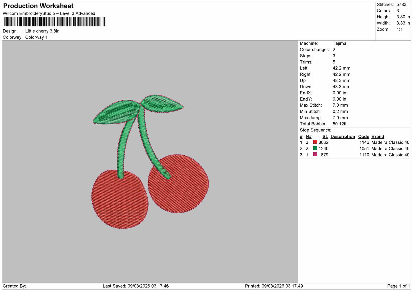 Small Cherry Embroidery Machine Design File 6 sizes