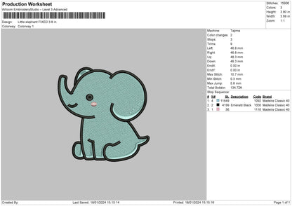 Little Elephant Embroidery File 6 sizes