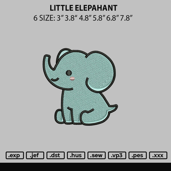 Little Elephant Embroidery File 6 sizes