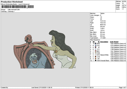 Mermaid Mirror Embroidery File 6 sizes