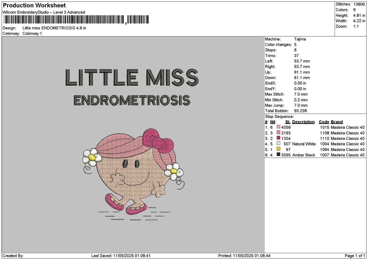 Misstext 1105 Embroidery File 6 sizes