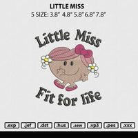 Little Miss Embroidery File 5 sizes