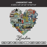Londontext 1406 Embroidery Machine Design File 6 sizes