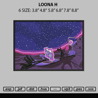 Loona H Embroidery File 6 sizes