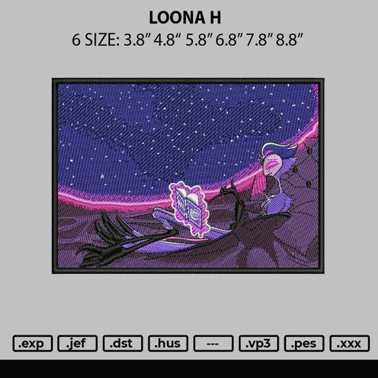 Loona H Embroidery File 6 sizes