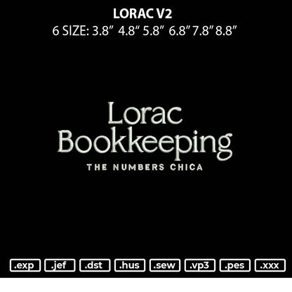 Lorac V2 Embroidery File 6 sizes