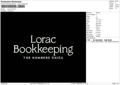 Lorac V2 Embroidery File 6 sizes