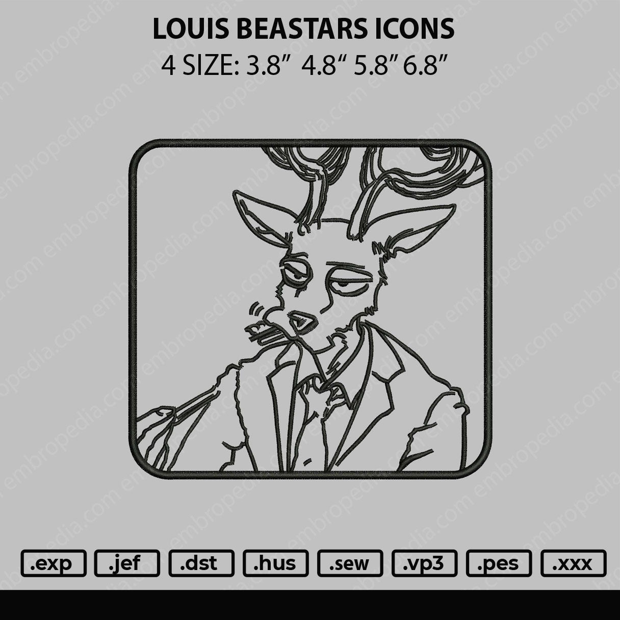 Louis Beastars Icons Embroidery File 4 size