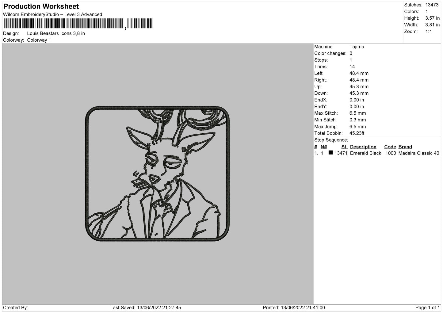 Louis Beastars Icons Embroidery File 4 size