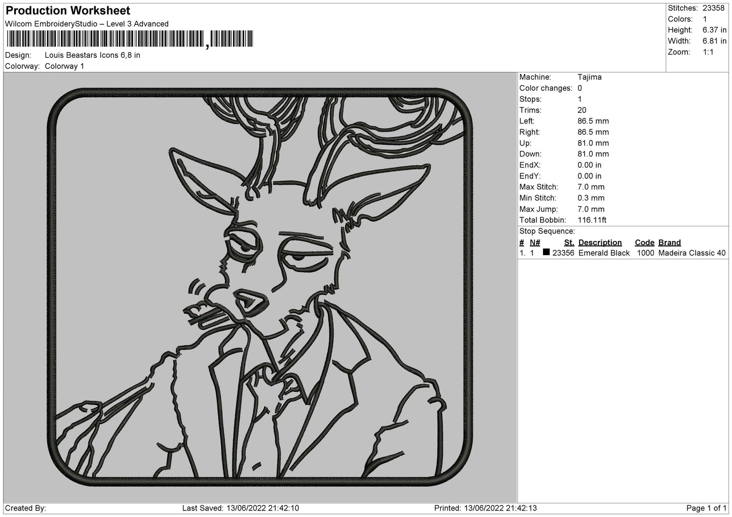 Louis Beastars Icons Embroidery File 4 size