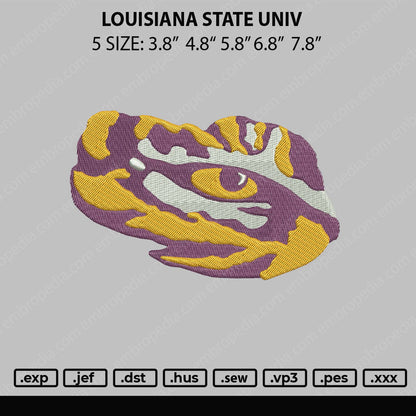 Louisiana State Embroidery File 5 sizes