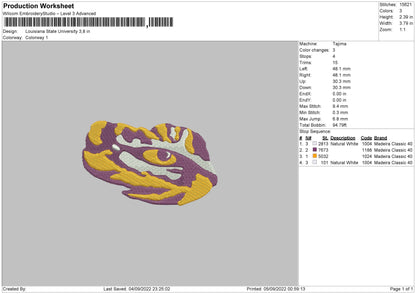 Louisiana State Embroidery File 5 sizes