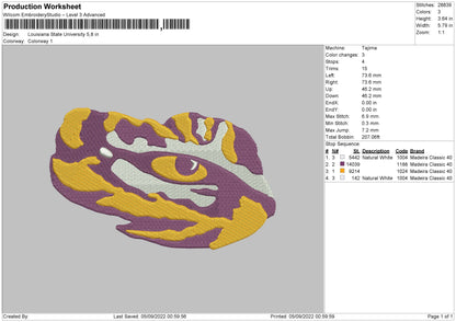 Louisiana State Embroidery File 5 sizes