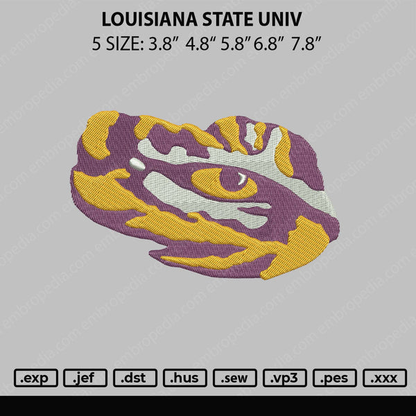 Louisiana State Embroidery File 5 sizes
