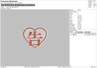 Red Heart Line Embroidery File 6 sizes