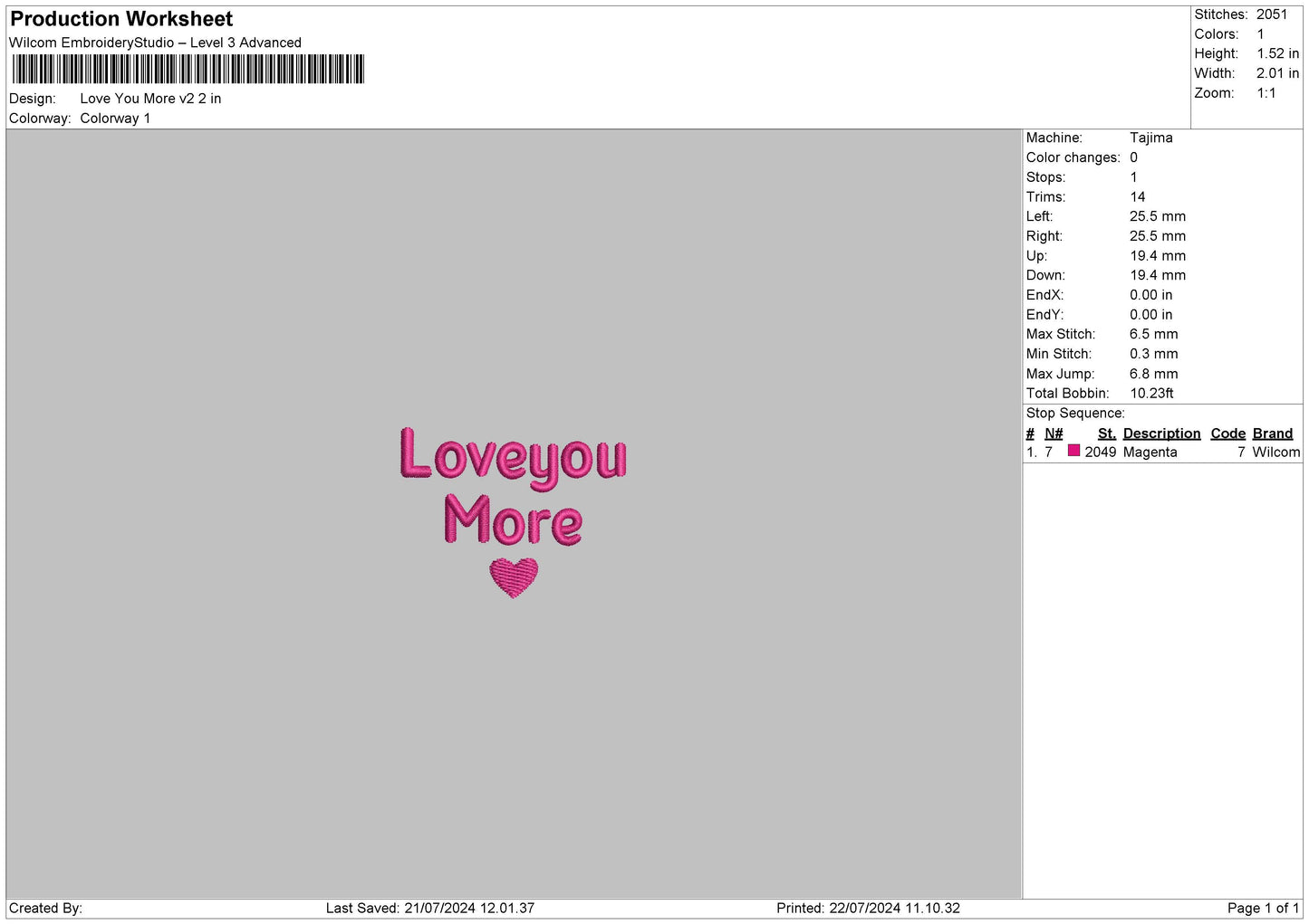 Loveyou Text01 Embroidery File 6 sizes