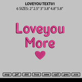 Loveyou Text01 Embroidery File 6 sizes