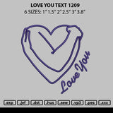 Love You Text 1209 Embroidery File 6 sizes