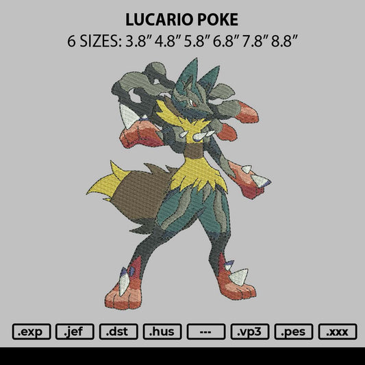 Lucario Poke Embroidery File 6 sizes