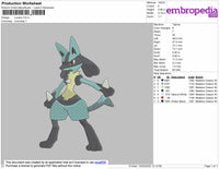 Lucario Embroidery File 4 size