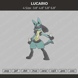 Lucario Embroidery File 4 size
