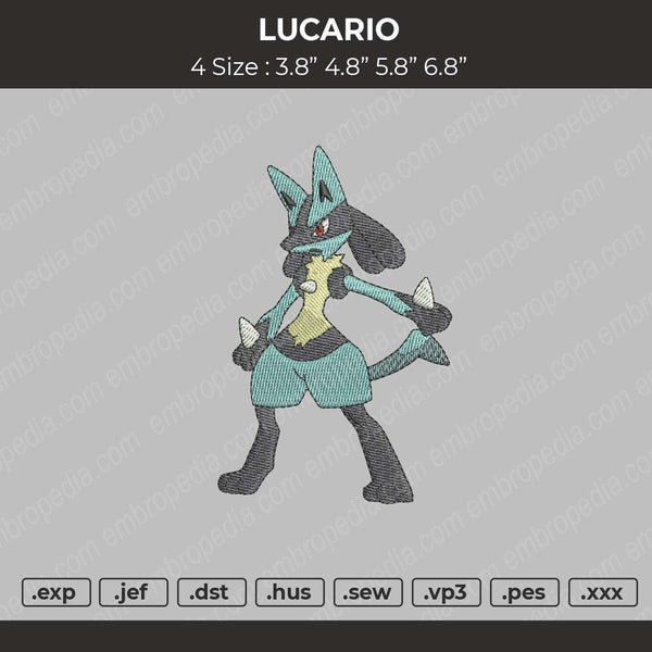 Lucario Embroidery File 4 size