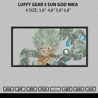 Luffy Gear 5 Sun Embroidery File 4 size