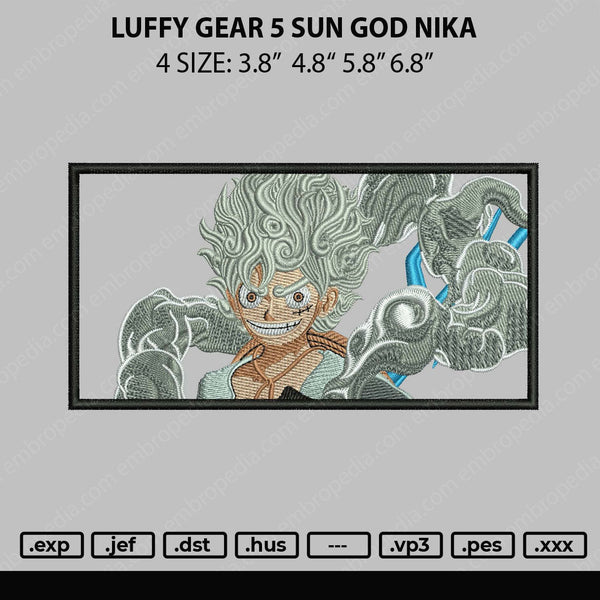 Luffy Gear 5 Sun Embroidery File 4 size