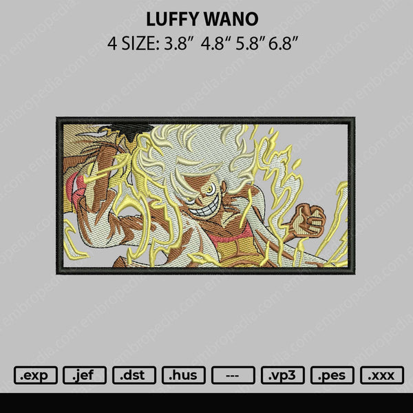 Luffy Wano Embroidery File 4 size