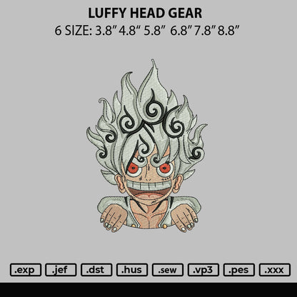 Luffy Head Gear Embroidery File 6 sizes