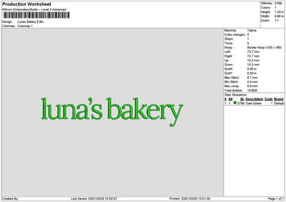 Lunastext Embroidery File 6 sizes
