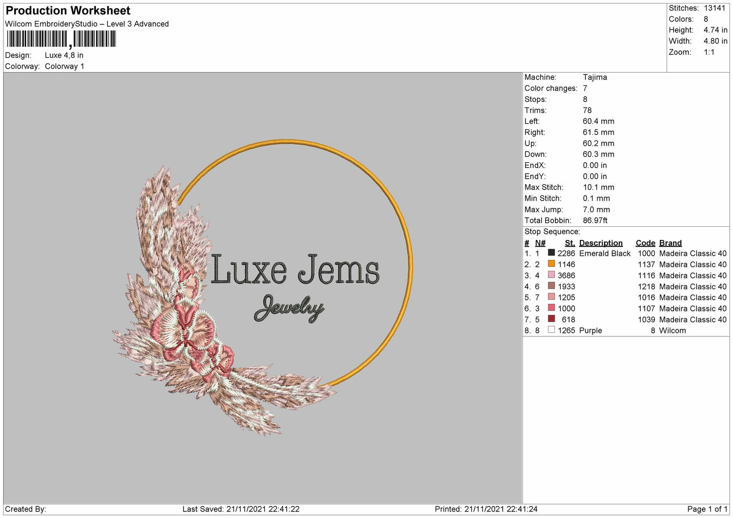 Luxe Embroidery File 4 size