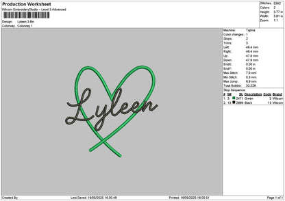 Lyleentext Embroidery File 6 sizes