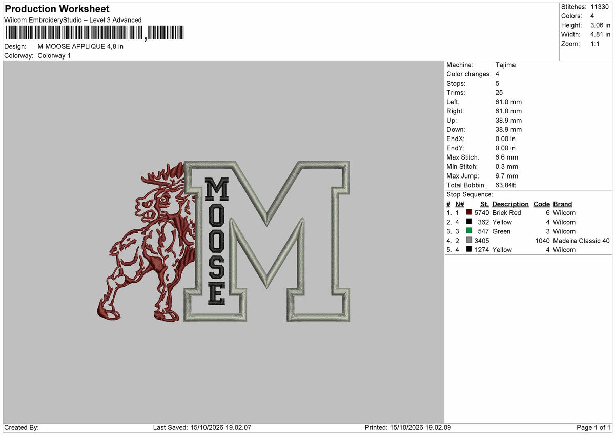 Moose Applique Embroidery Machine Design File 6 sizes