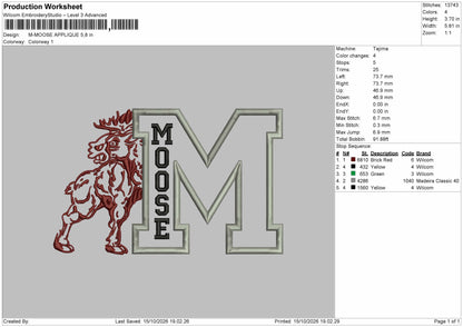 Moose Applique Embroidery Machine Design File 6 sizes