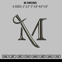 M Sword Embroidery File 6 sizes