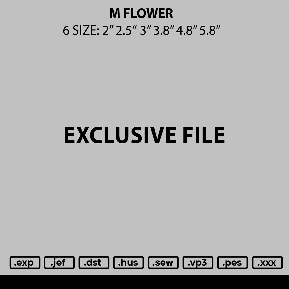 M Flower Embroidery Design File – 6 Sizes