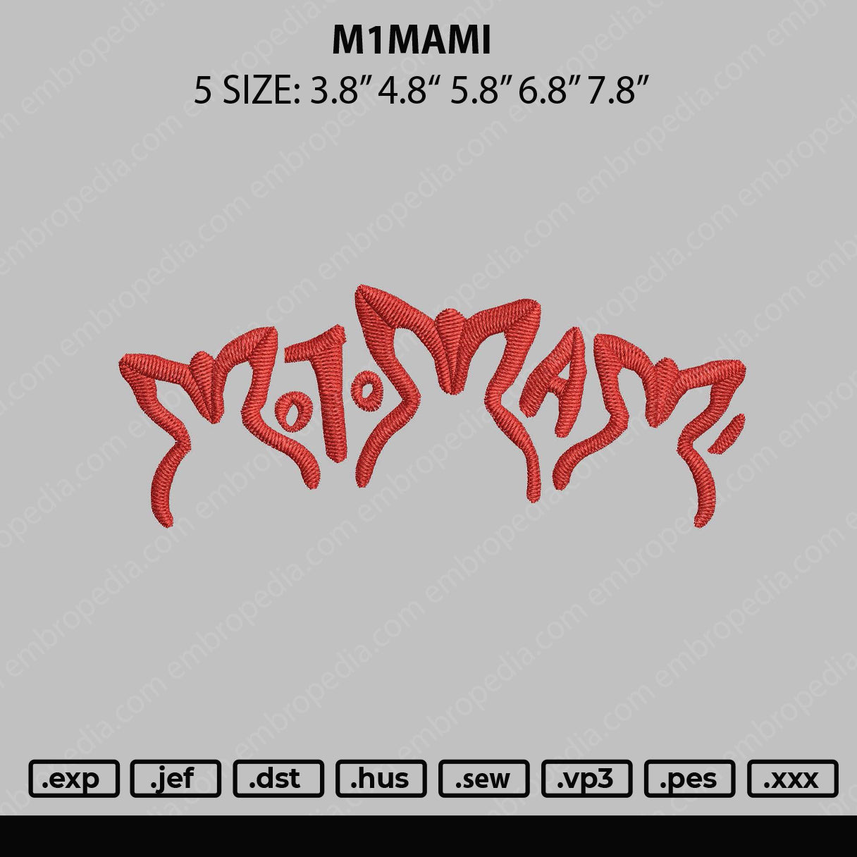 M1mami Embroidery File 5 Sizes