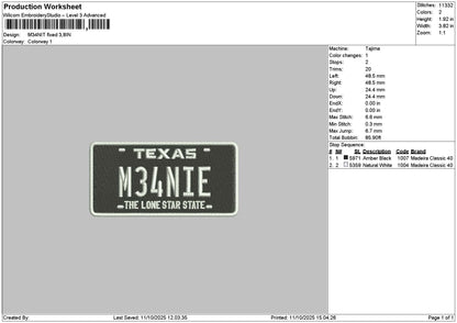 M34text Embroidery File 6 sizes