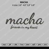 Macha Text Embroidery File 4 size