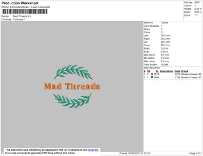 Mad Threads Embroidery File 4 size