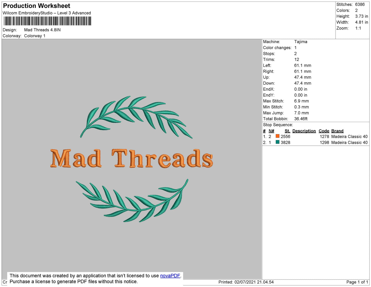 Mad Threads Embroidery File 4 size