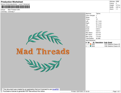 Mad Threads Embroidery File 4 size