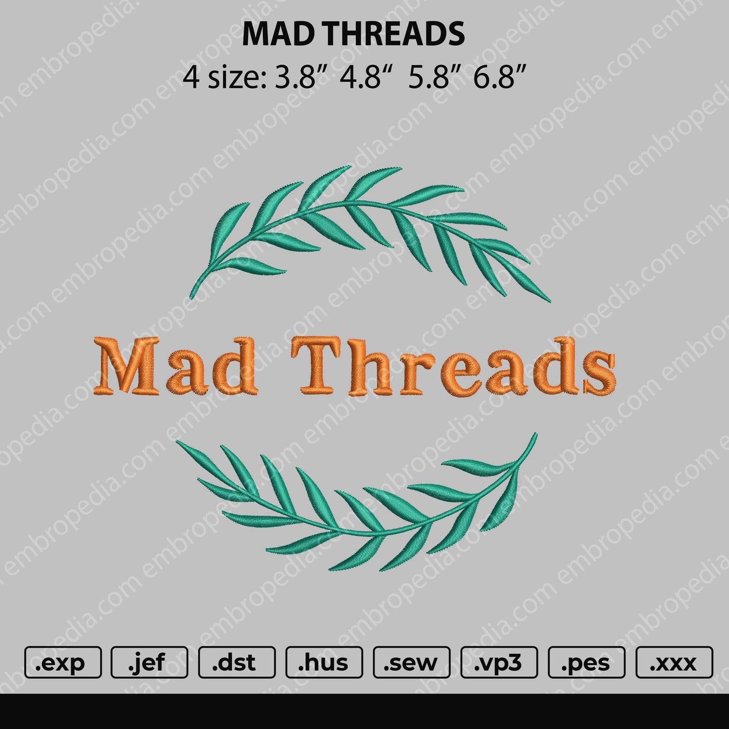 Mad Threads Embroidery File 4 size
