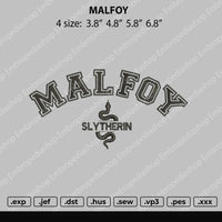 Malfoy Embroidery File 4 size