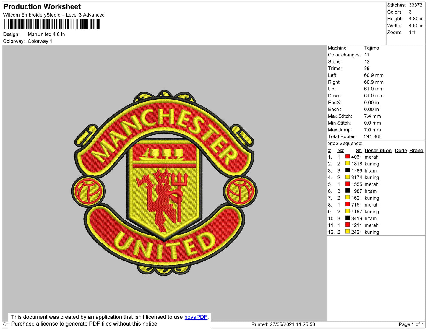 ManUnited Embroidery File 4 size