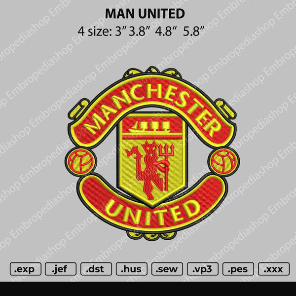 ManUnited Embroidery File 4 size