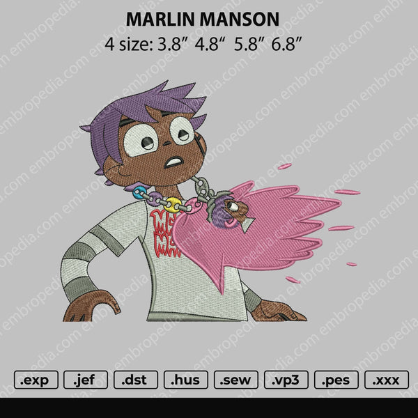 Marlin Manson Embroidery File 4 size