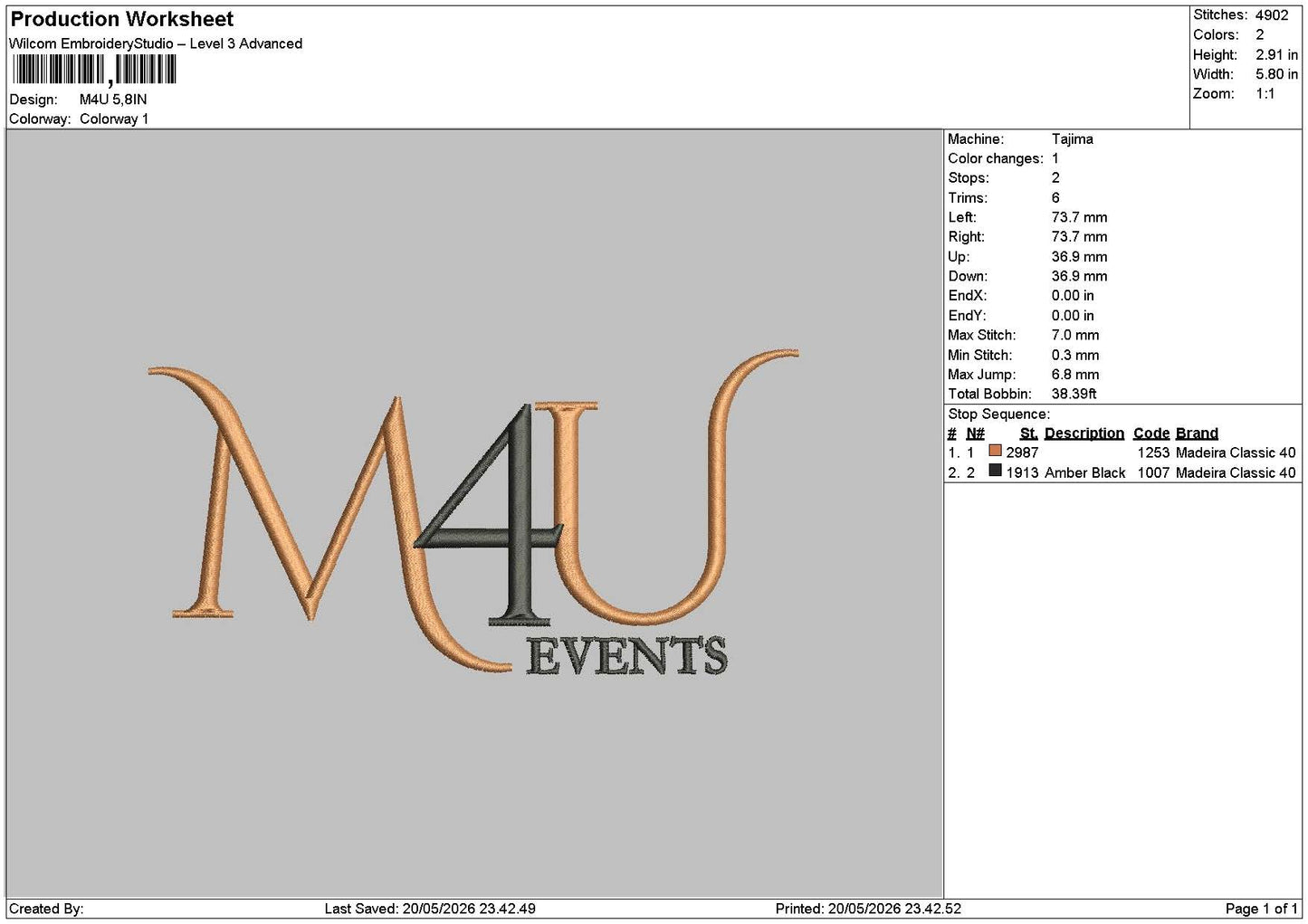 Mautext Embroidery Machine Design File 6 sizes